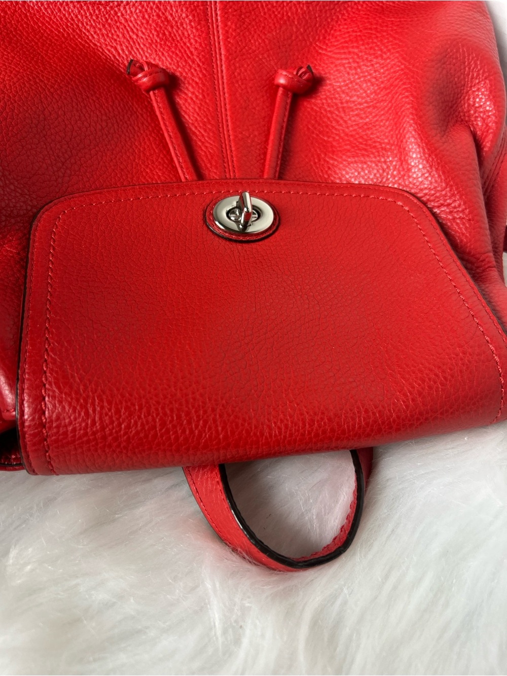 Coach Parker Red Leather Drawstring Backpack - Women Bags - Picture 5 of 8